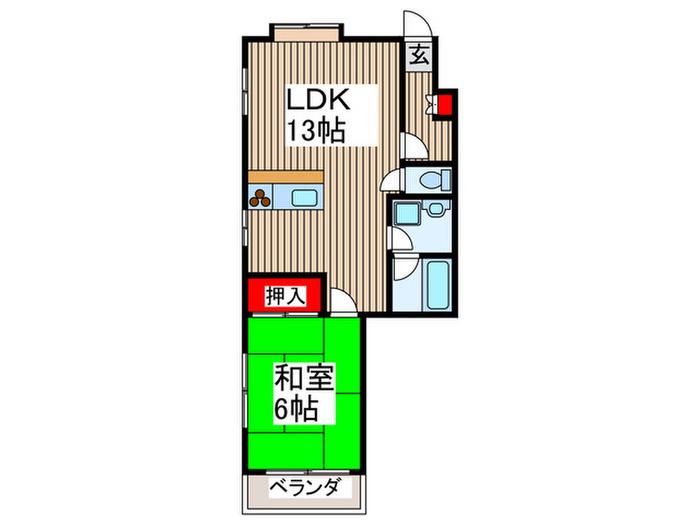 サニーハイツ北園(1LDK/3階)の間取り写真