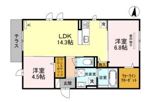 イルクオーレ(1LDK/1階)の間取り写真