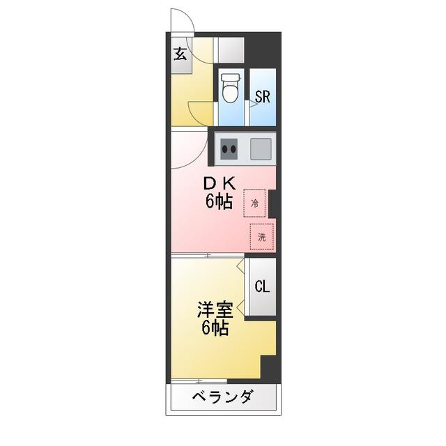 ベルメゾン池袋(1DK/2階)の間取り写真