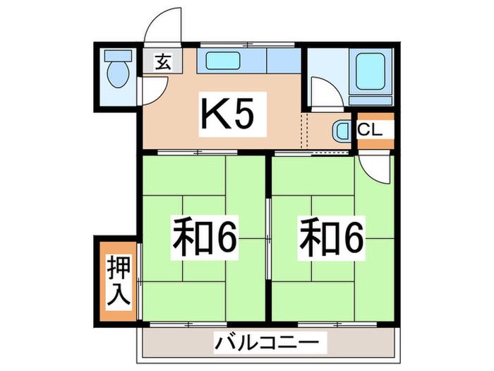 加藤ハイツ(2K/2階)の間取り写真