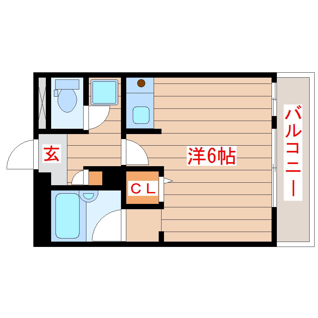 ノーブルシティ(ワンルーム/2階)の間取り写真