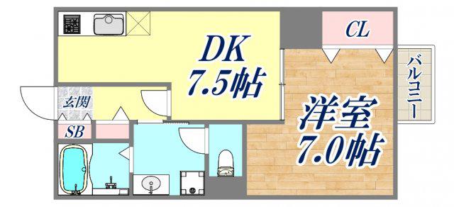 リビングタウン西野(1DK/1階)の間取り写真
