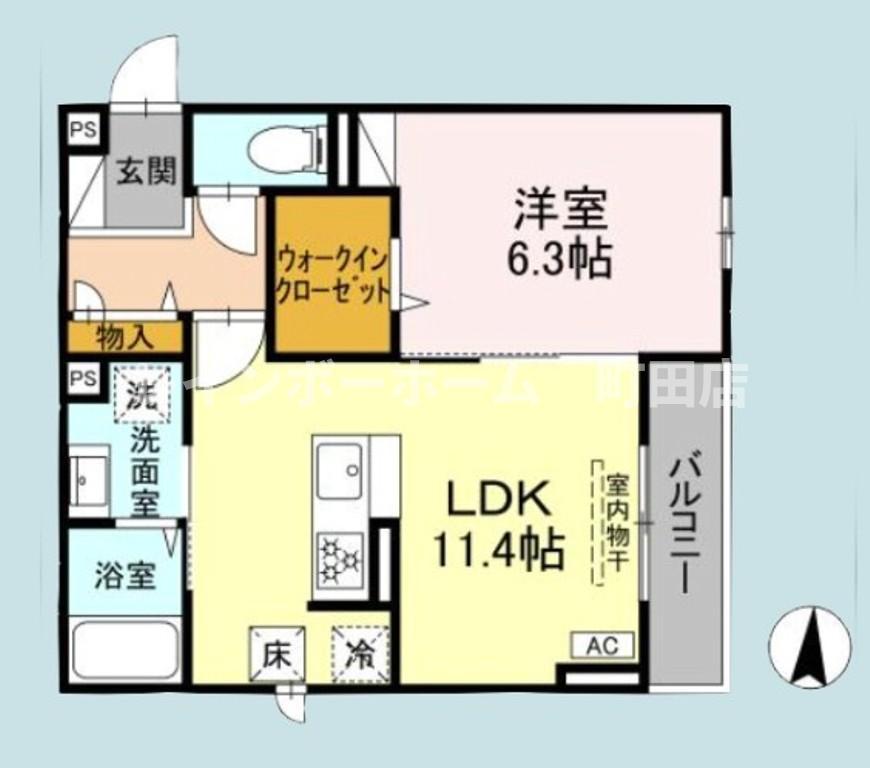 D PAINA宿河原7(1LDK/1階)の間取り写真