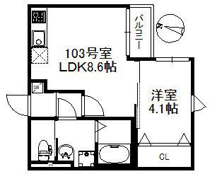 メゾンソレイユ久留米A(1LDK/1階)の間取り写真