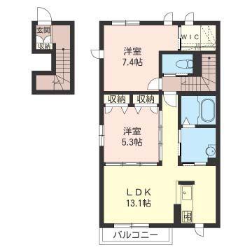 アリュールI(2LDK/2階)の間取り写真