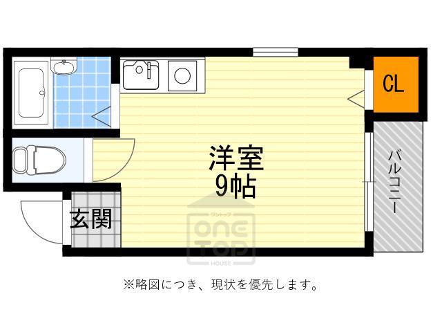 千里山弐番館(ワンルーム/3階)の間取り写真