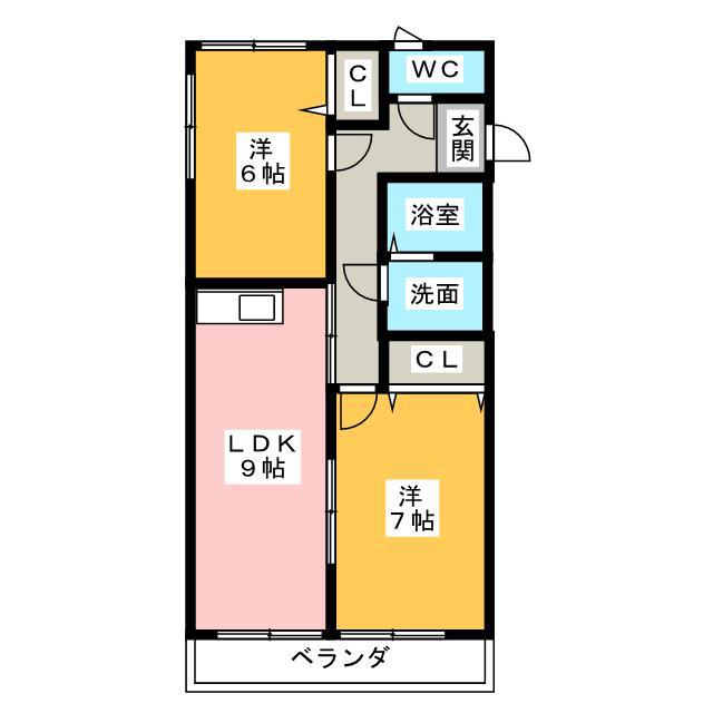 サンドロI(2LDK/1階)の間取り写真