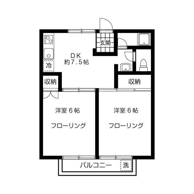 クレセントハウスC(1LDK/2階)の間取り写真