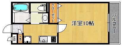 BUENA堀之内南3B棟(1K/3階)の間取り写真