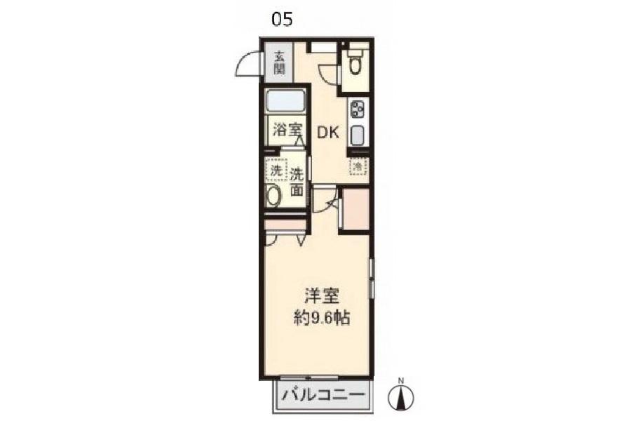 スクワール行永東(1K/2階)の間取り写真