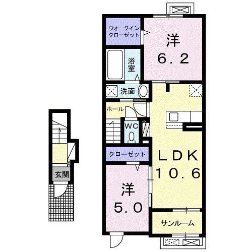 カロロ・S(2LDK/2階)の間取り写真