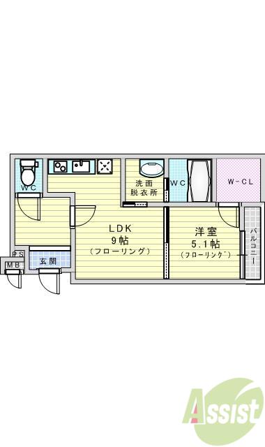 くすのきアパートメントⅡ(1LDK/3階)の間取り写真