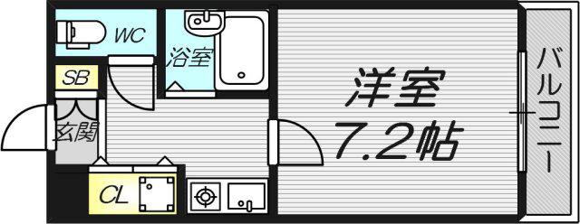 エバースクエア同心(1K/8階)の間取り写真