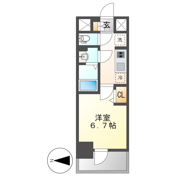 プレサンス太閤通ファシール(1K/7階)の間取り写真