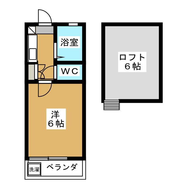 スカイコートM(1K/2階)の間取り写真