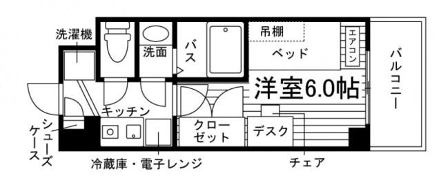 学生会館 ASPERORE茨木宇野辺(1K/6階)の間取り写真