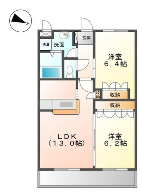 アグア・カリエンテ(2LDK/2階)の間取り写真