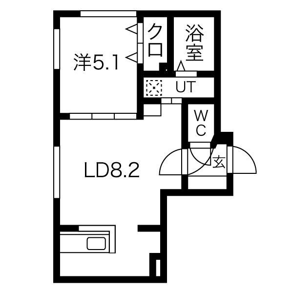 WIND HILLS ウエスト14(1LDK/2階)の間取り写真