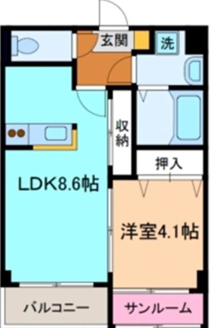 エタンセル(1LDK/2階)の間取り写真