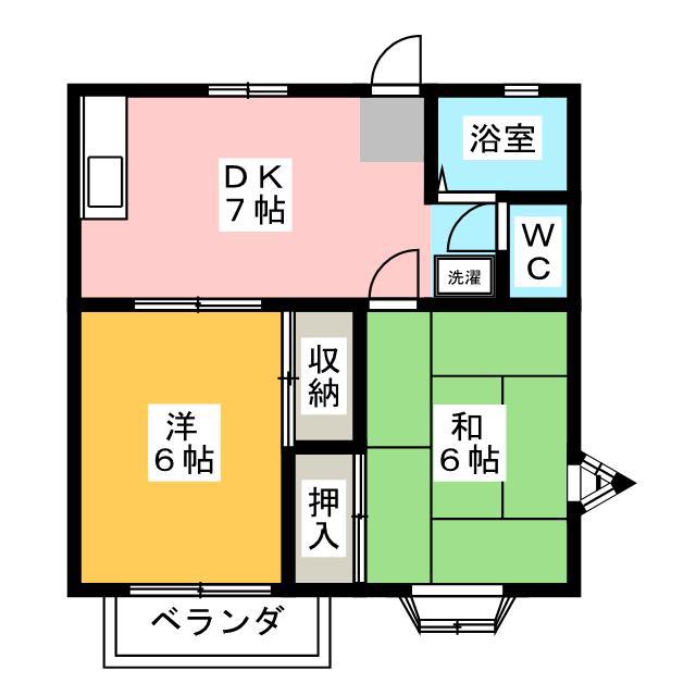 ポエム明世(2DK/2階)の間取り写真