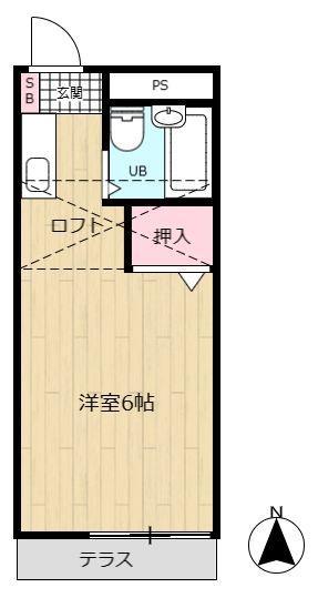 アリス春日部第2(1K/1階)の間取り写真