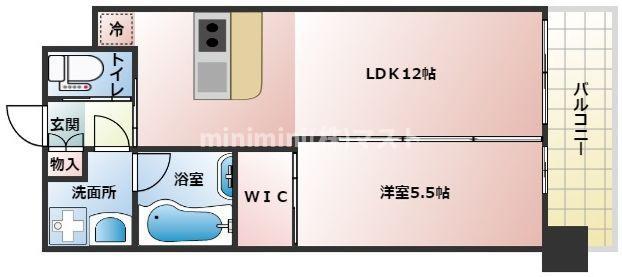 プレジオ森之宮(1LDK/2階)の間取り写真