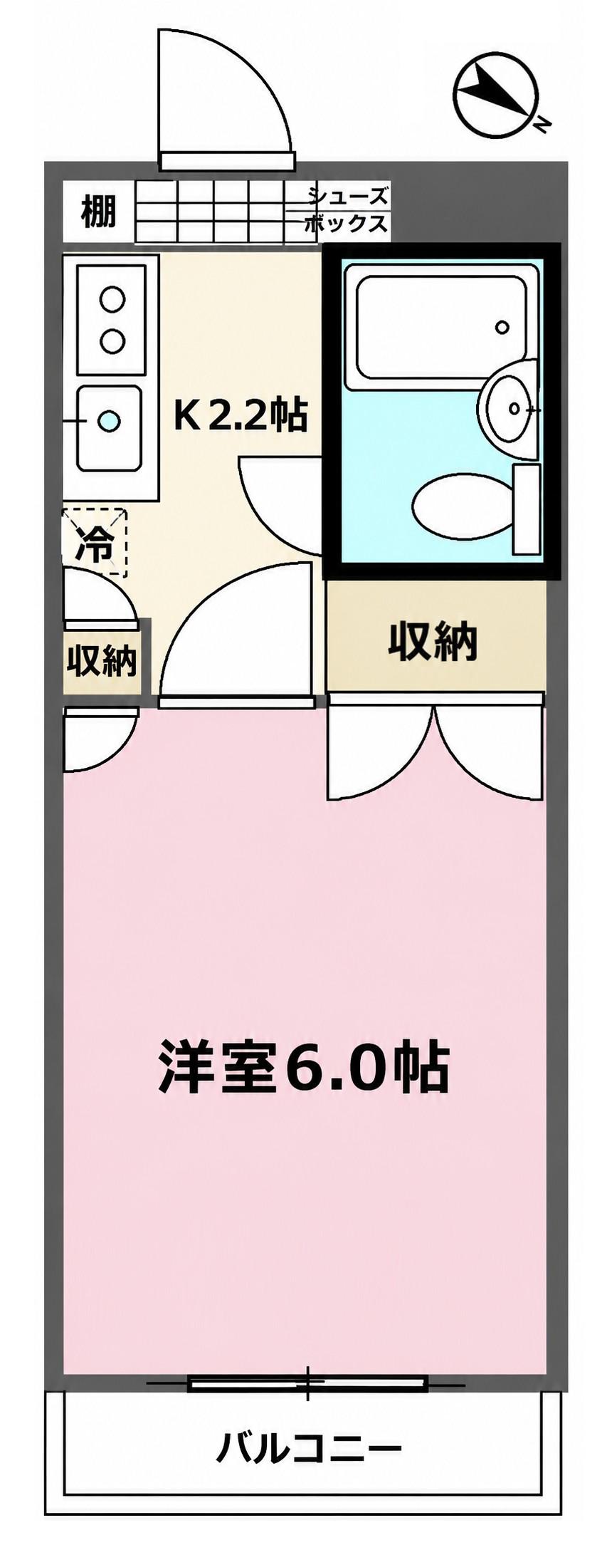 ドエル朝日(1K/1階)の間取り写真