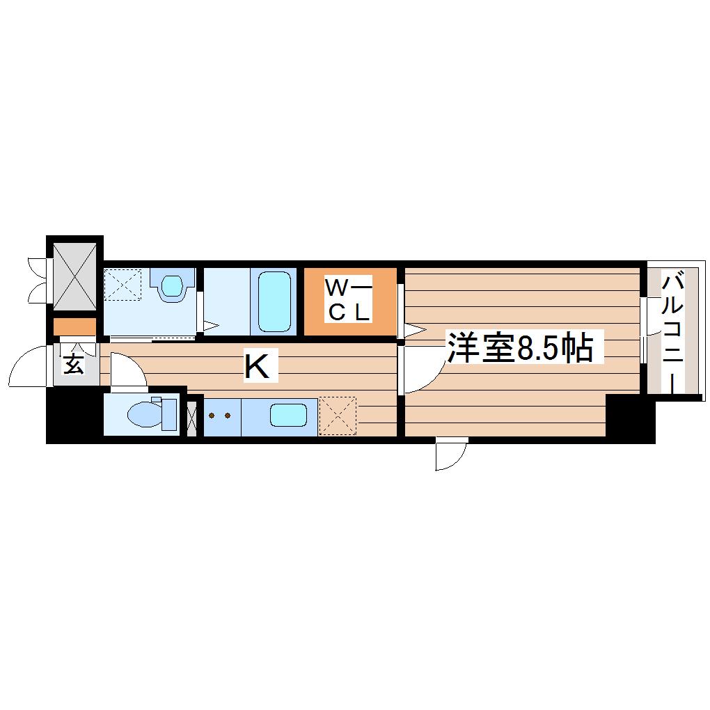 レガーロ仙台駅東(1K/2階)の間取り写真