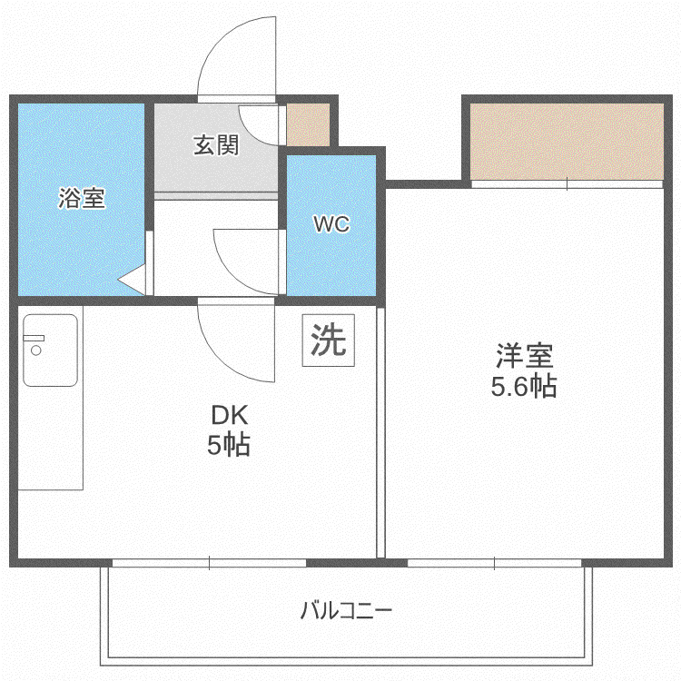 プレサント南2西19(1DK/3階)の間取り写真