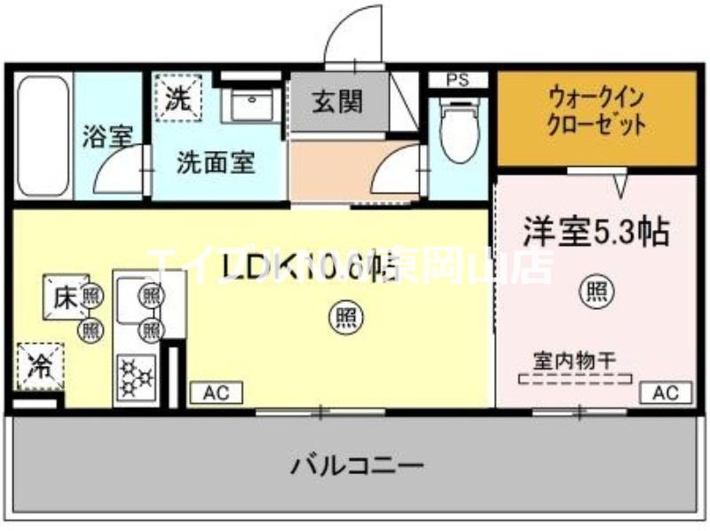 シャンポールさい D棟(1LDK/3階)の間取り写真