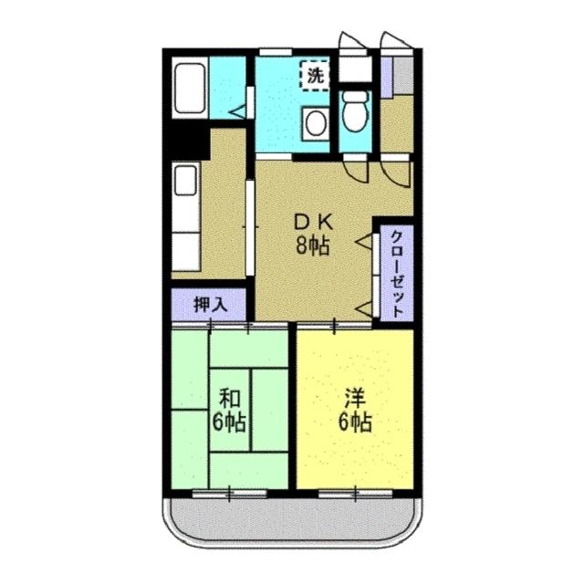 サンライズガーデン(2DK/3階)の間取り写真