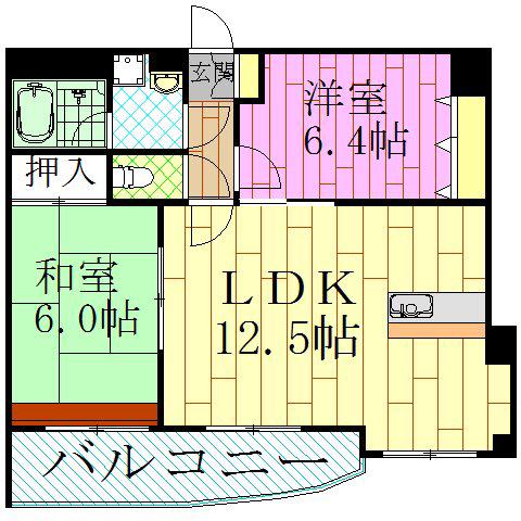 デルックス カサイ(2LDK/4階)の間取り写真