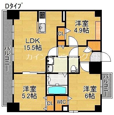 ZIOVIII清水丘(3LDK/8階)の間取り写真