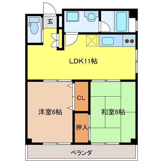 シャトーシャルマン(2LDK/4階)の間取り写真