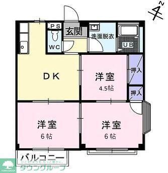 サンドリーム竹内(3DK/2階)の間取り写真
