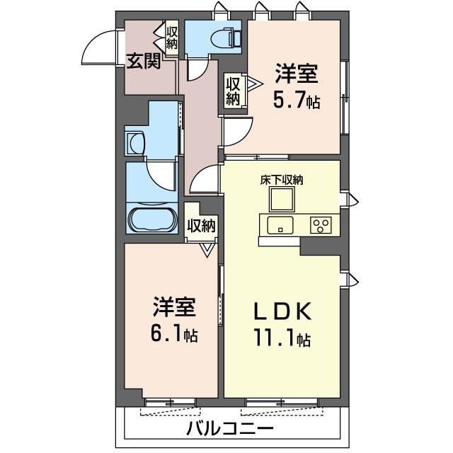 リアン高倉(2LDK/2階)の間取り写真