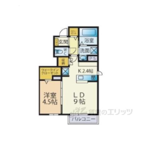 サイドヴェルデ栗東(1LDK/1階)の間取り写真