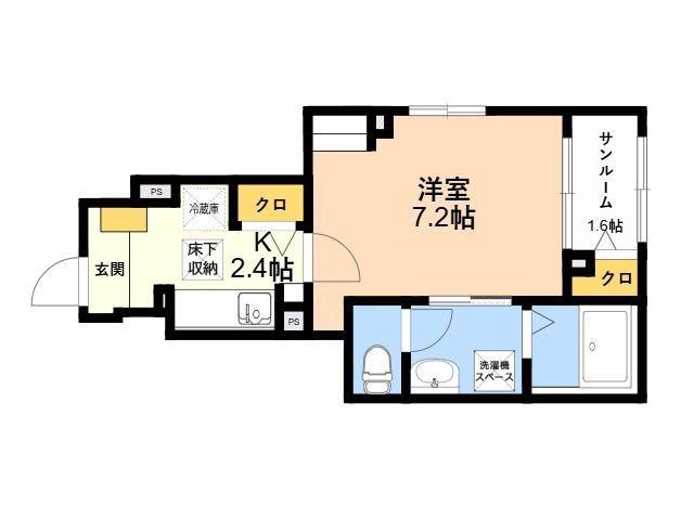 サンセールⅡ(1K/1階)の間取り写真