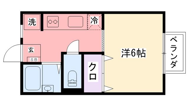ステイツ瀬川(1K/1階)の間取り写真
