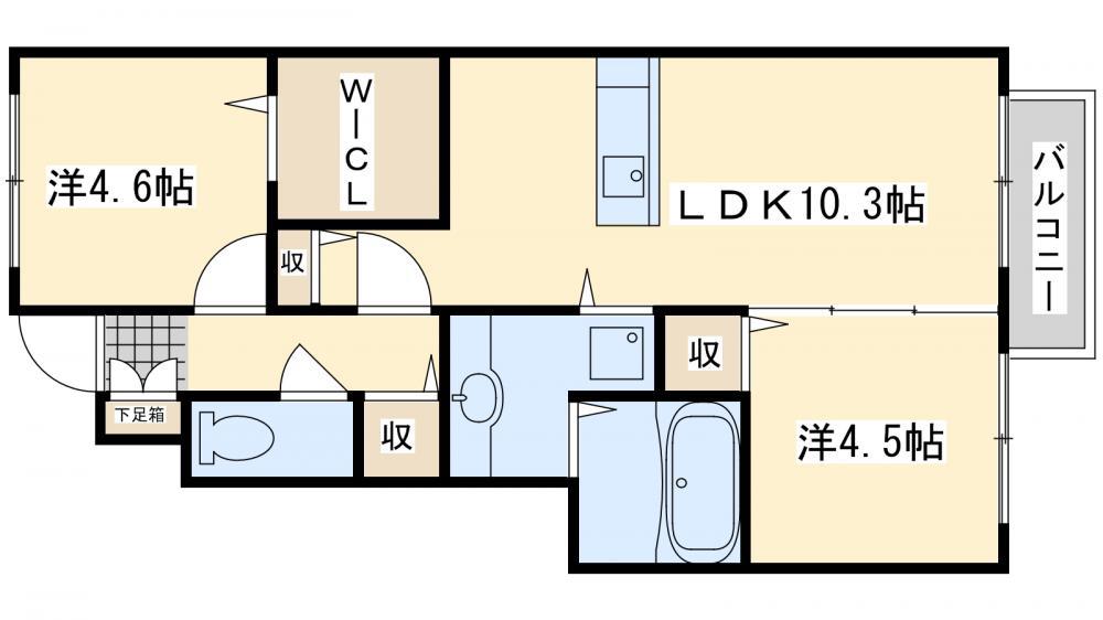 コスモ木屋瀬(2LDK/1階)の間取り写真