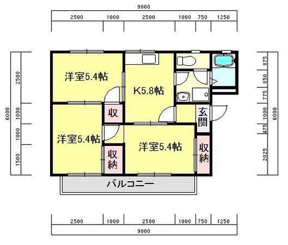 フレグランス大宮 A棟(3K/1階)の間取り写真