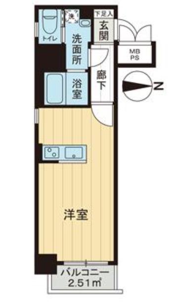 ライオンズマンション西長堀(1K/11階)の間取り写真