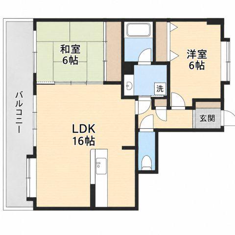 エバーライフ・リオ筑紫野II(2LDK/1階)の間取り写真