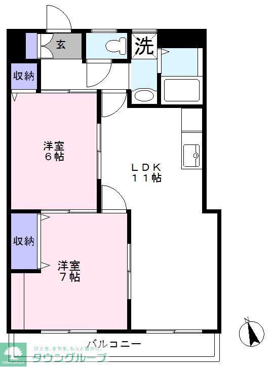 政和ビル(2LDK/4階)の間取り写真