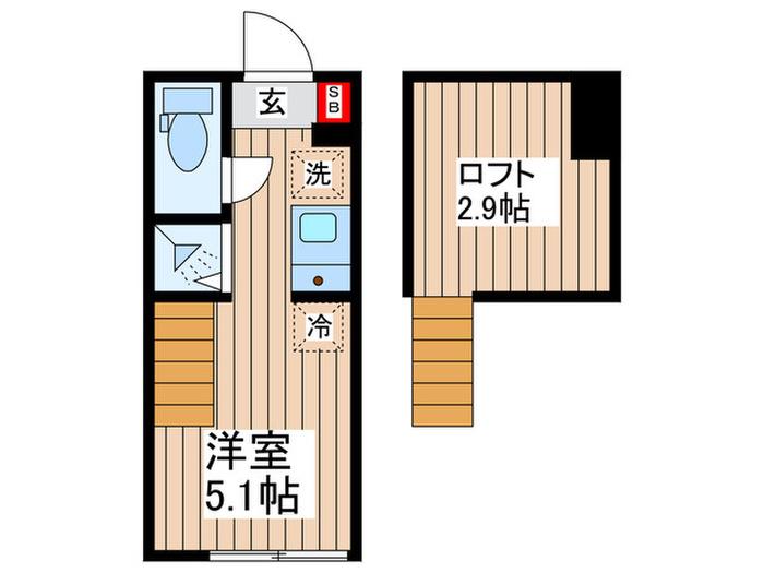 ハーモニーテラス平井IX(ワンルーム/2階)の間取り写真