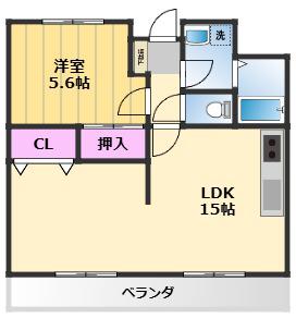 ビーチマンションⅡ(1LDK/3階)の間取り写真