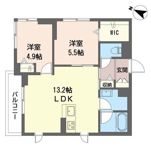 エスポワール ヌーヴォー(2LDK/3階)の間取り写真