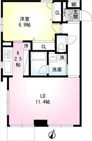COMFORT(1LDK/1階)の間取り写真