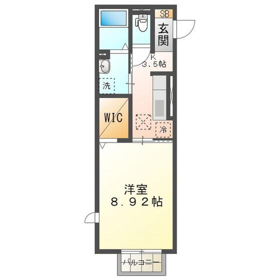 D-CHAMBRE S(1K/2階)の間取り写真