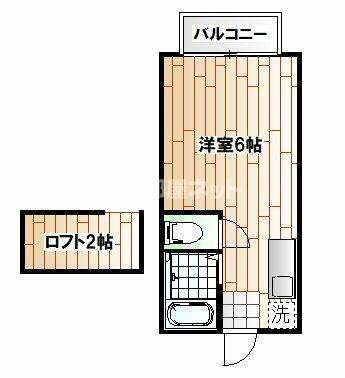オッコーララ二俣川NO.3(ワンルーム/1階)の間取り写真